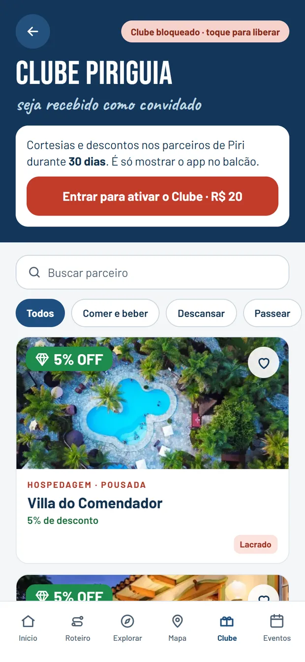 Tela Clube do PiriGuia