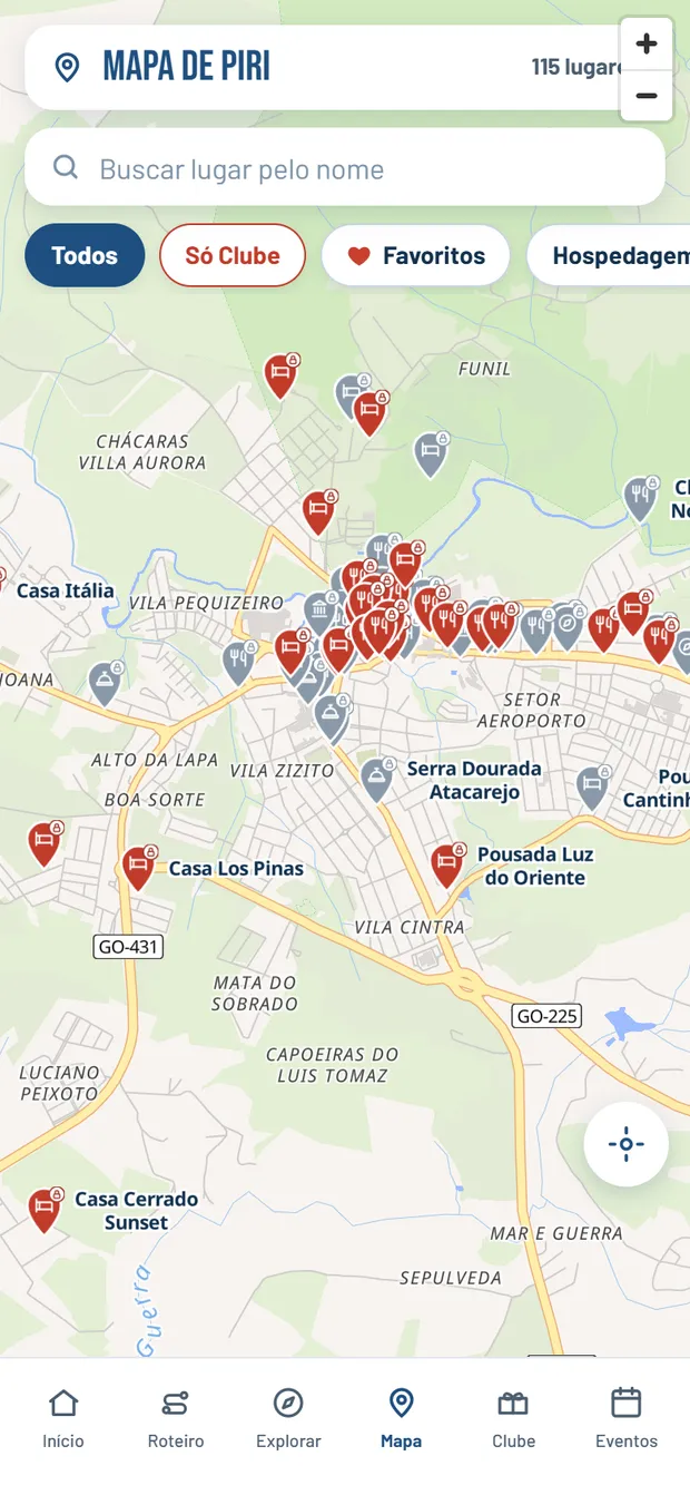 Mapa de Pirenópolis no PiriGuia