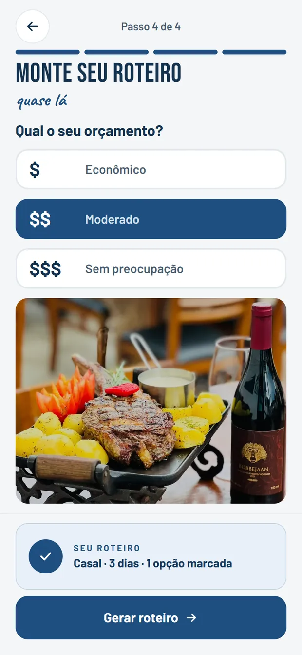 Passo 4 do roteiro: orçamento